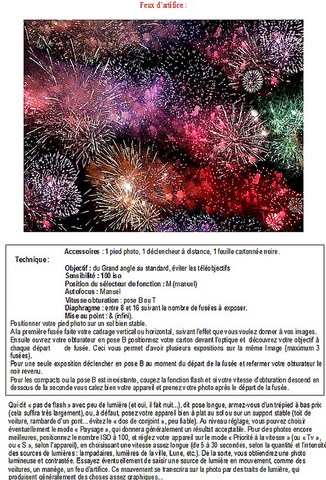 technique photo les feux d'artifice